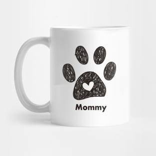 Mommy name made of hand drawn paw prints Mug